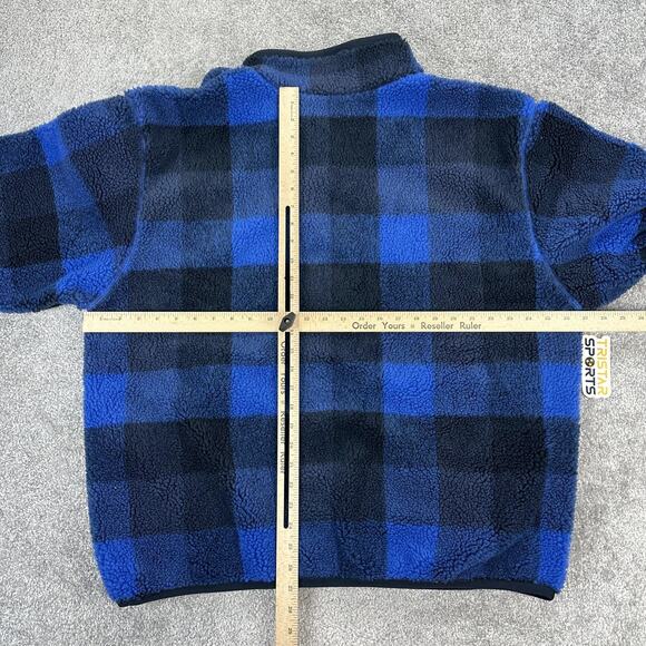 Nike Pullover Jacket Mens XL Buffalo Plaid Fleece Sherpa Blue Black 1/2 Zip - Picture 9 of 11